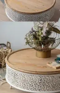 | طاولة قهوة خشب علي الطراز الريفي