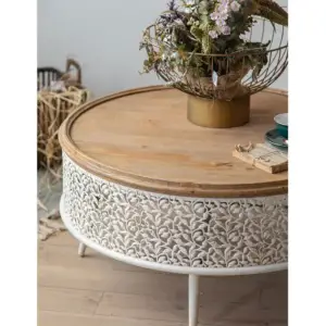 | طاولة قهوة خشب علي الطراز الريفي