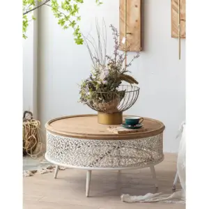 | طاولة قهوة خشب علي الطراز الريفي