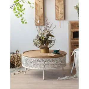 | طاولة قهوة خشب علي الطراز الريفي