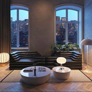 | كنب جلد مودرن بتصميم متدرج