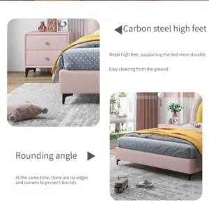 | سرير أطفال بتصميم قوس قزح مبهج – شامل كومودينة – ألوان زاهية وهيكل خشبي متين – مثالي لغرف البنات