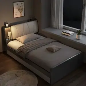 سرير نوم عملي بمساحات تخزين داخلية – تصميم وقاعدة متينة – مثالي لتنظيم غرف النوم