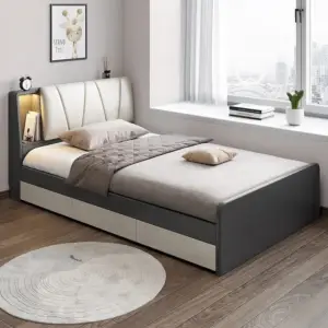 سرير نوم عملي بمساحات تخزين داخلية – تصميم وقاعدة متينة – مثالي لتنظيم غرف النوم