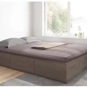 سرير خشب بخزانة كبيرة