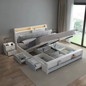 | سرير مع 2 طاولة جانبية بتصميم مودرن