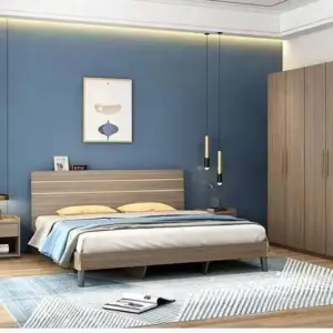 سرير خشب مودرن بلمسة ذهبية