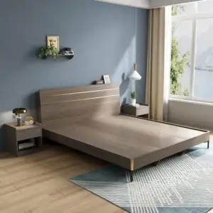 سرير خشب مودرن بلمسة ذهبية