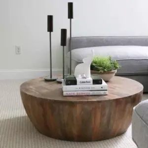 طاولة قهوة خشب بتصميم دائري