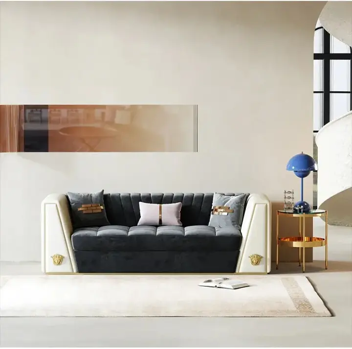 طقم-كنب (4) طقم كنب مودرن جلد فخم