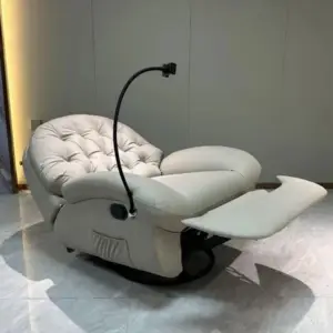 كرسي استرخاء ليزي بوي فخم – آلية إمالة يدوية – تنجيد ناعم ومريح – قاعدة خشبية – لون رمادي فخم