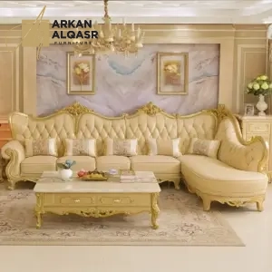 كنب زاوية كلاسيكي - تصميم مميز من الجلد - خشب زان متين - متوفر بعدة ألوان 7 كنب-زاوية-2