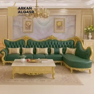 كنب زاوية كلاسيكي - تصميم مميز من الجلد - خشب زان متين - متوفر بعدة ألوان 8 كنب-زاوية-3