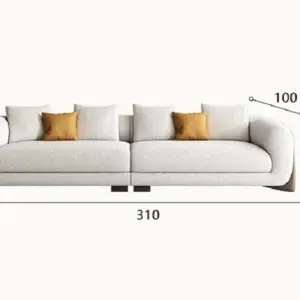 | كنب بتصميم إيطالي – فخامة تنجيد ناعم وقاعدة خشبية متينة – لون رمادي