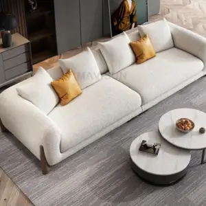 | كنب بتصميم إيطالي – فخامة تنجيد ناعم وقاعدة خشبية متينة – لون رمادي