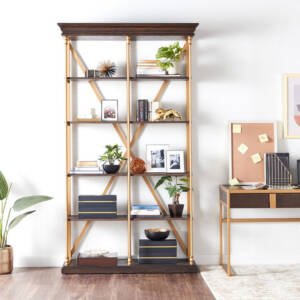 | خزانة كتب مصممة بعناية من خشب هندسي