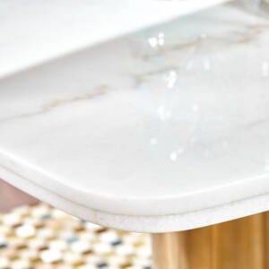 | طاولة طعام رخام مقاومة للخدوش بتصميم عصري