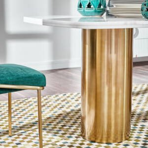 | طاولة طعام رخام مقاومة للخدوش بتصميم عصري