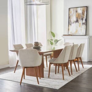 | طاولة طعام ٨ كراسي وسطح من الرخام