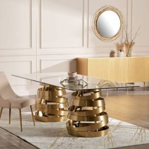 | طاولة سفرة زجاجية بتصميم فاخر