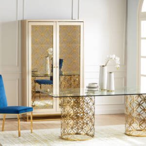 | بوفية بتصميم فاخر وقاعدة معدنة صلبة