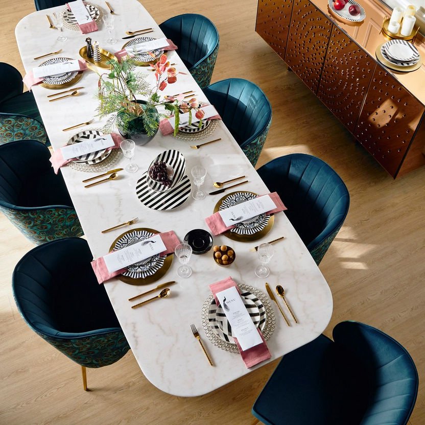 | طاولة طعام رخام وأرجل معدنية ميتاليك