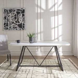 | طاولة طعام 6 كراسي مع قاعدة من المعدن