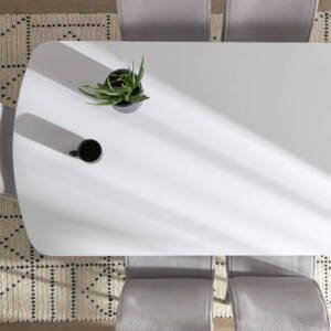 | طاولة طعام 6 كراسي مع قاعدة من المعدن