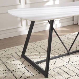 | طاولة طعام 6 كراسي مع قاعدة من المعدن