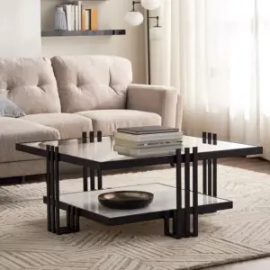 طاولة قهوة بسطح زجاج تصميم بيتسي