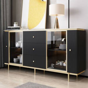 بوفية مصمم بدقة من الخشب الهندسي