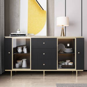 | بوفية مصمم بدقة من الخشب الهندسي