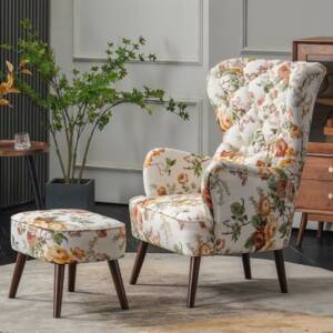 كرسي مفرد من تصميم تايجر مع مسند للقدم 1 كرسي مفرد من تصميم تايجر مع مسند للقدم