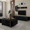 طقم طاولات اسود رخامي مع ذهبي