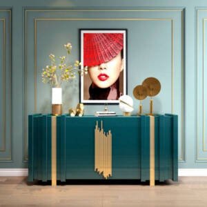 بوفيه من خشب هندسي واستيل المذهب