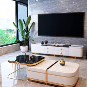 طاولة قهوة مزدوجة علي الطراز الايطالي الفخم