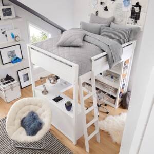 سرير أطفال مرتفع – مكتب مدمج وأرفف تخزين – مثالي للنوم والدراسة – هيكل خشبي متين 4 | سرير أطفال مرتفع – مكتب مدمج وأرفف تخزين – مثالي للنوم والدراسة – هيكل خشبي متين