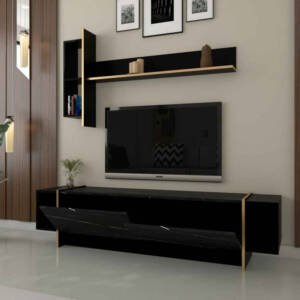 | طقم طاولات اسود رخامي مع ذهبي