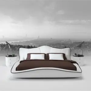 سرير نوم منحني مع 2 كومودينة