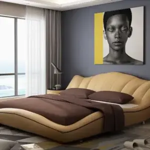 سرير نوم منحني مع 2 كومودينة