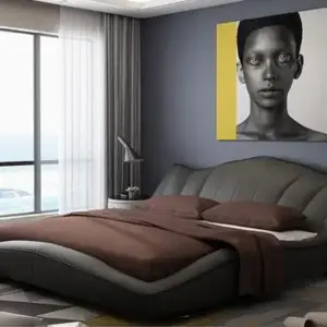 سرير نوم منحني مع 2 كومودينة