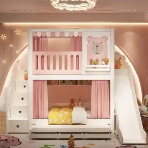 | سرير أطفال دورين بتصاميم متنوعة – خشب متين وسلال تخزين – آمن ومثالي للمساحات الصغيرة