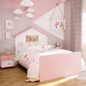غرفة نوم بناتي كاملة باللون الأبيض والوردي – سرير 120 سم مع تسريحة وخزانة وكومودينة – تصميم ناعم وعملي 3 | غرفة نوم بناتي كاملة باللون الأبيض والوردي – سرير 120 سم مع تسريحة وخزانة وكومودينة – تصميم ناعم وعملي