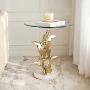 طاولة جانبية بسطح زجاجي بتصميم بترفلاي