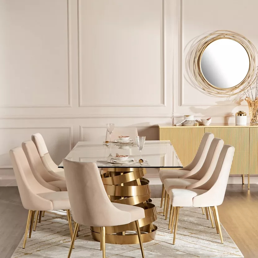 طاولة-طعام (12) طاولة سفرة زجاجية بتصميم فاخر