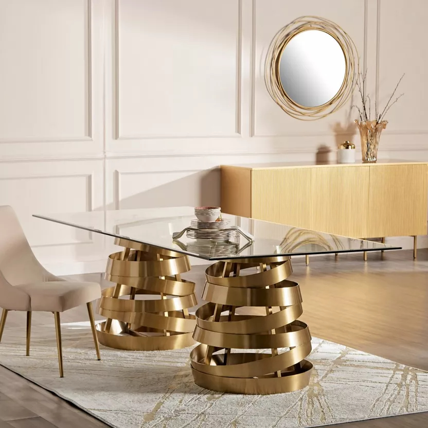 طاولة-طعام (6) طاولة سفرة زجاجية بتصميم فاخر