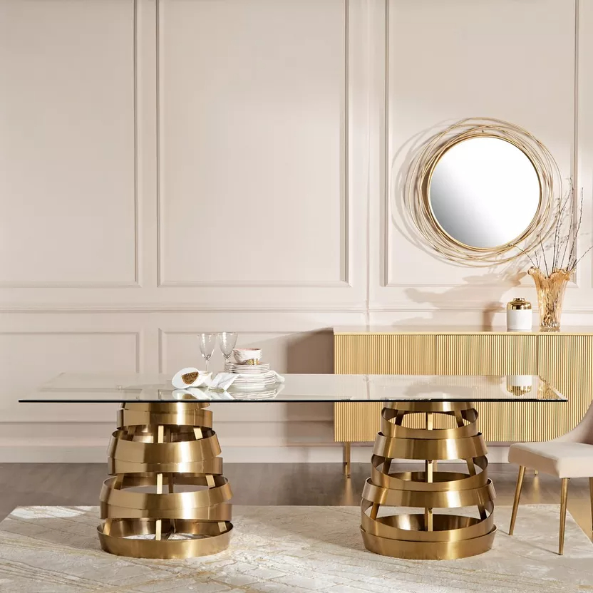 طاولة-طعام (8) طاولة سفرة زجاجية بتصميم فاخر