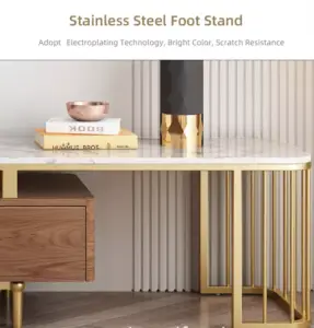 طقم طاولات قهوة وتلفاز بقاعدة معدينة