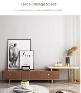 طقم طاولات قهوة وتلفاز بقاعدة معدينة