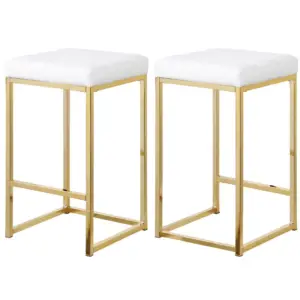 كرسي بار لون ذهبي وأبيض راقي